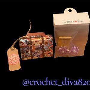 925 SS Hooks Lavender (Wood Violet) Crochet Earrings with Faux Pearls-gift boxed